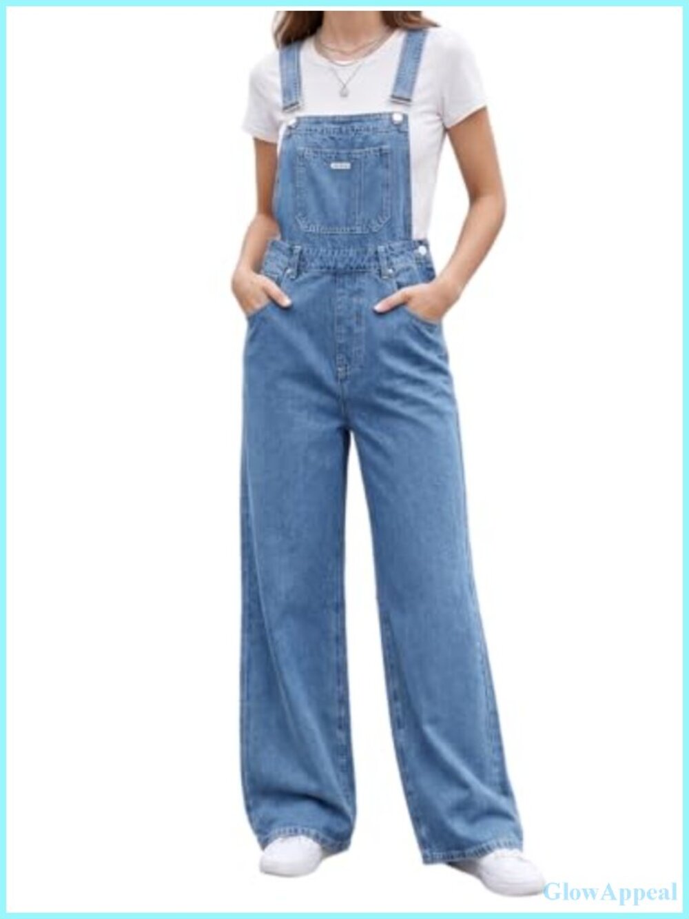 Women's Baggy Loose Fit Wide Leg Denim Overalls with Adjustable Straps Vintage